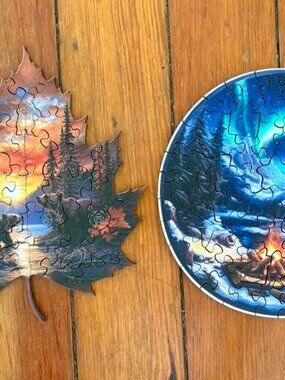 Set of 2 Wooden Jigsaw Puzzle By ZenChalet Complete